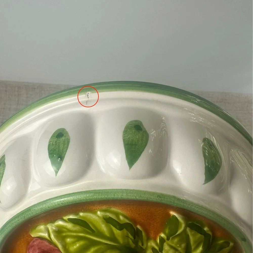 Vintage Ceramic Fruit Wall Plaque Apple Grapes Strawberries Kitchen Decor 8.5